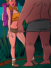 During a hike, Larissa separated from the group to peep and ended up getting lost - This is a Madhouse, In the woods without panties by welcomix (tufos)